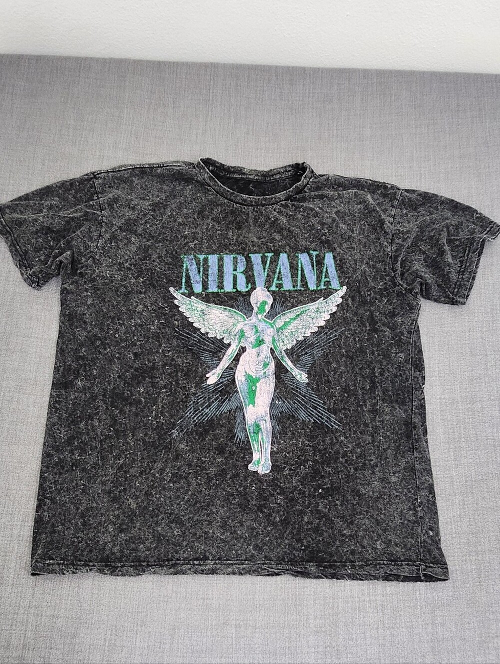 Nirvana Retro Concert Black Mineral Wash 100% Cotton Tee. XL - Picture 1 of 8